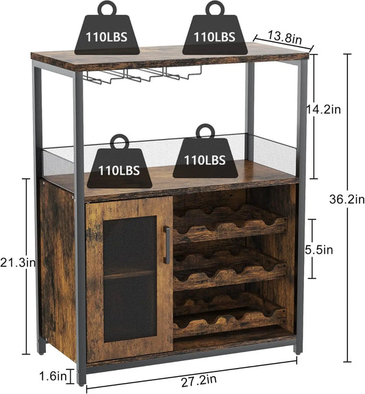 Wine Bar Cabinet with Detachable Wine Rack