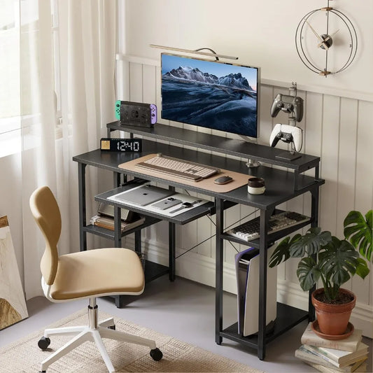47-Inch Office Desk with Integrated Keyboard Tray
