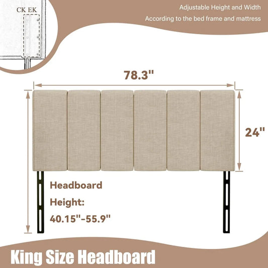 Upholstered King Headboard Linen Head Board for King/Cal King Size