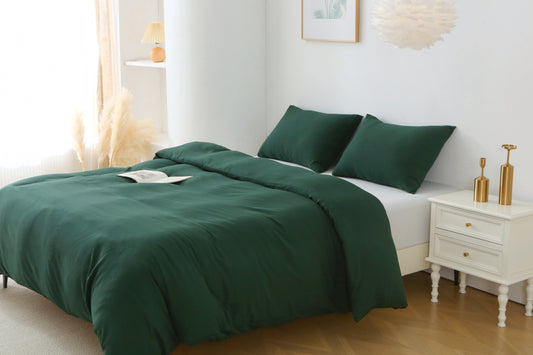 3 Pieces Solid Color Bedding Set with 1 Duvet Cover and 2 Pillow Shams