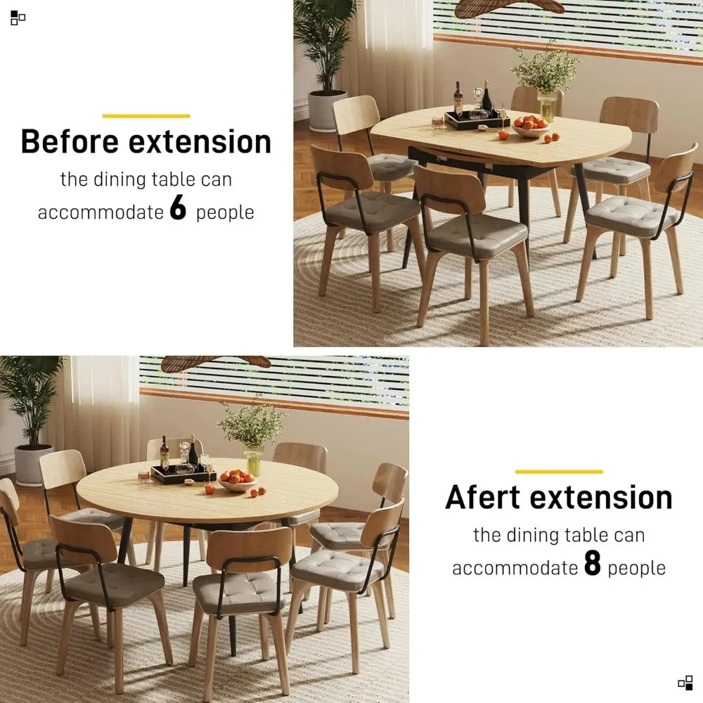 Extendable Round Dining Room Table For 4 6 8 People