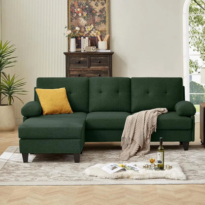 86 inch convertible l-shaped sectional sofa with reversible chaise and polyester fiber