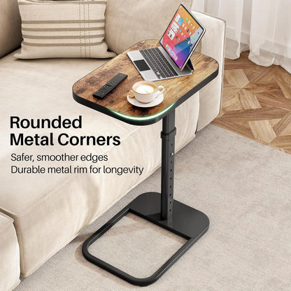 Adjustable Height & Flip-Top & Rounded Metal Corners Table
