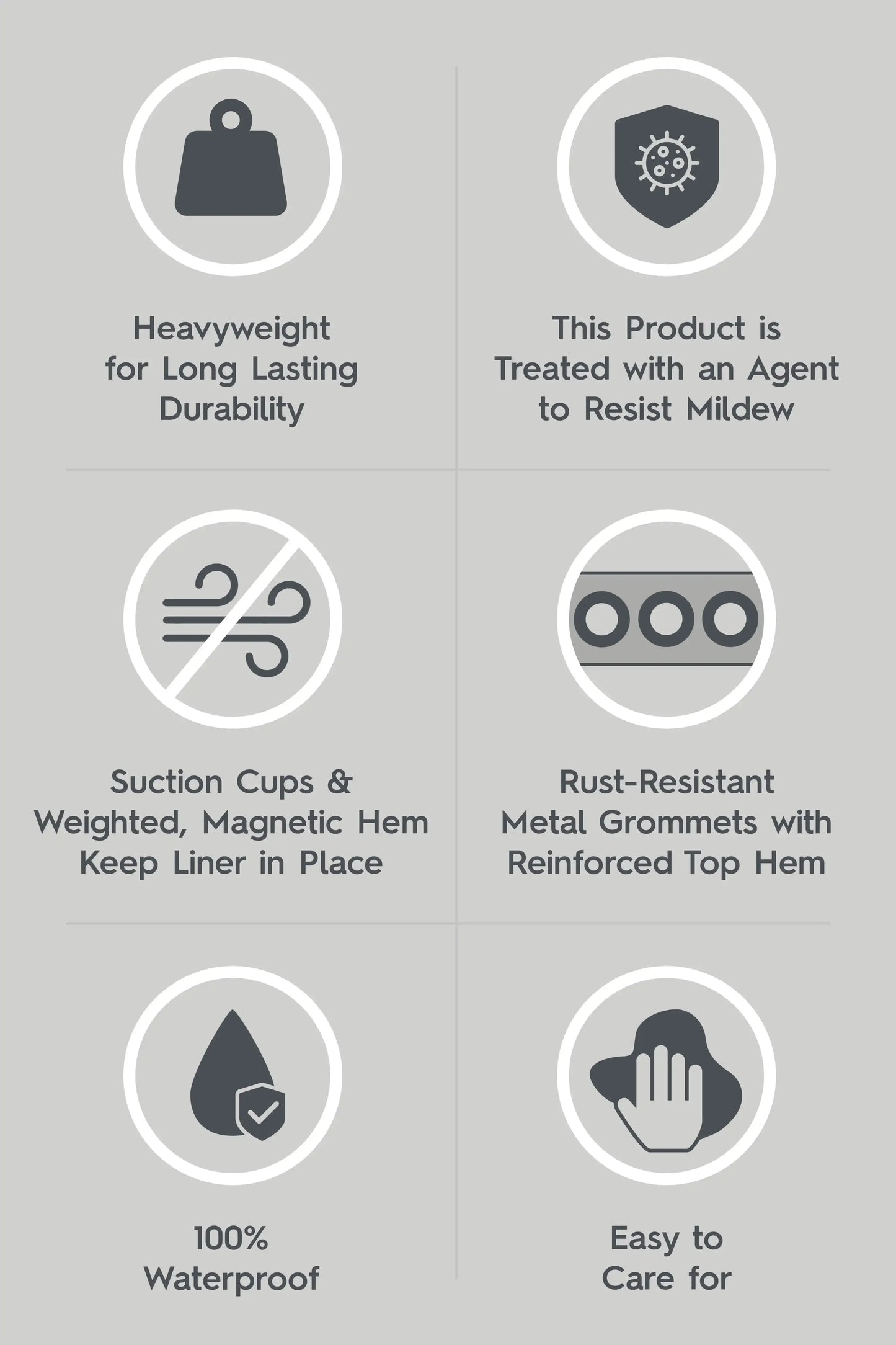 Heavyweight PEVA Shower Liner, 70" W x 72" H, Soft Silver