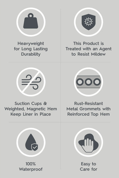 Heavyweight PEVA Shower Liner, 70" W x 72" H, Soft Silver