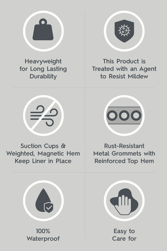 Heavyweight PEVA Shower Liner, 70" W x 72" H, Soft Silver