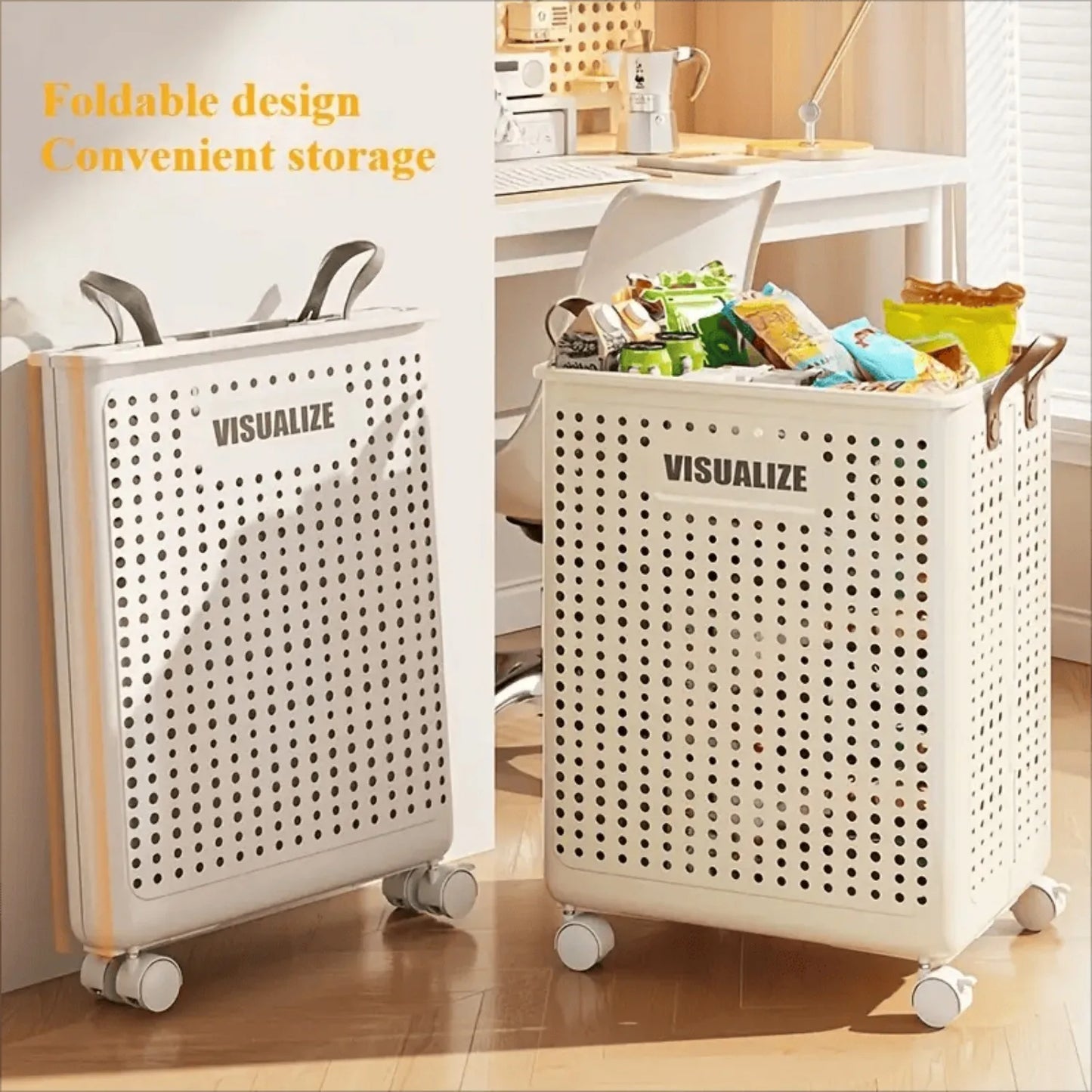 Collapsible Laundry Basket with Wheels