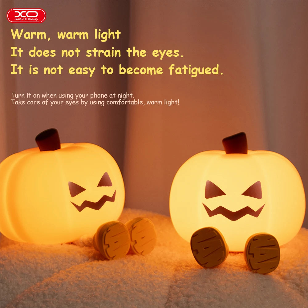Pumpkin Night Light Cute Soft Silicone Safe Lamp