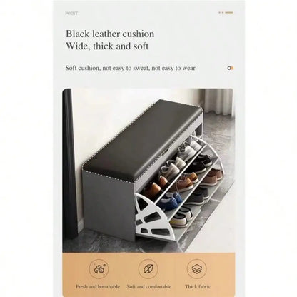 23.62in Entryway Shoe Rack With Cushioned Seat