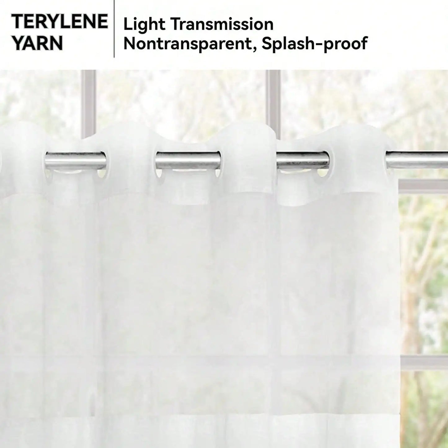 Plants Pattern No Hook Waterproof Shower Curtain