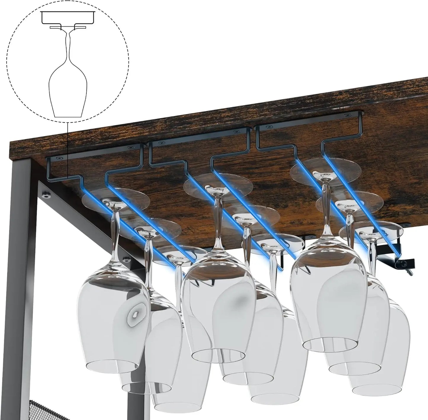 Wine Bar Cabinet with Detachable Wine Rack