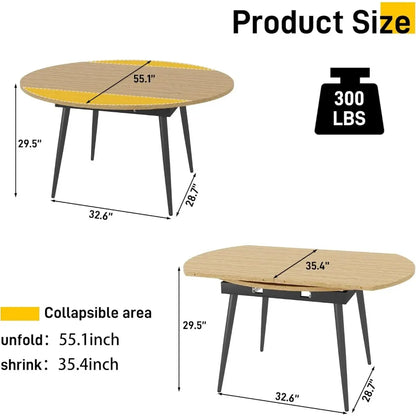 Extendable Round Dining Room Table For 4 6 8 People