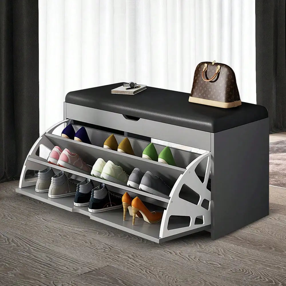 23.62in Entryway Shoe Rack With Cushioned Seat