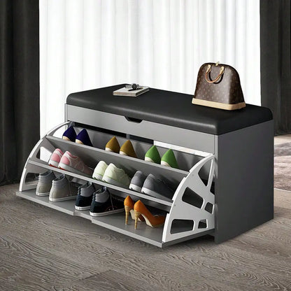 23.62in Entryway Shoe Rack With Cushioned Seat
