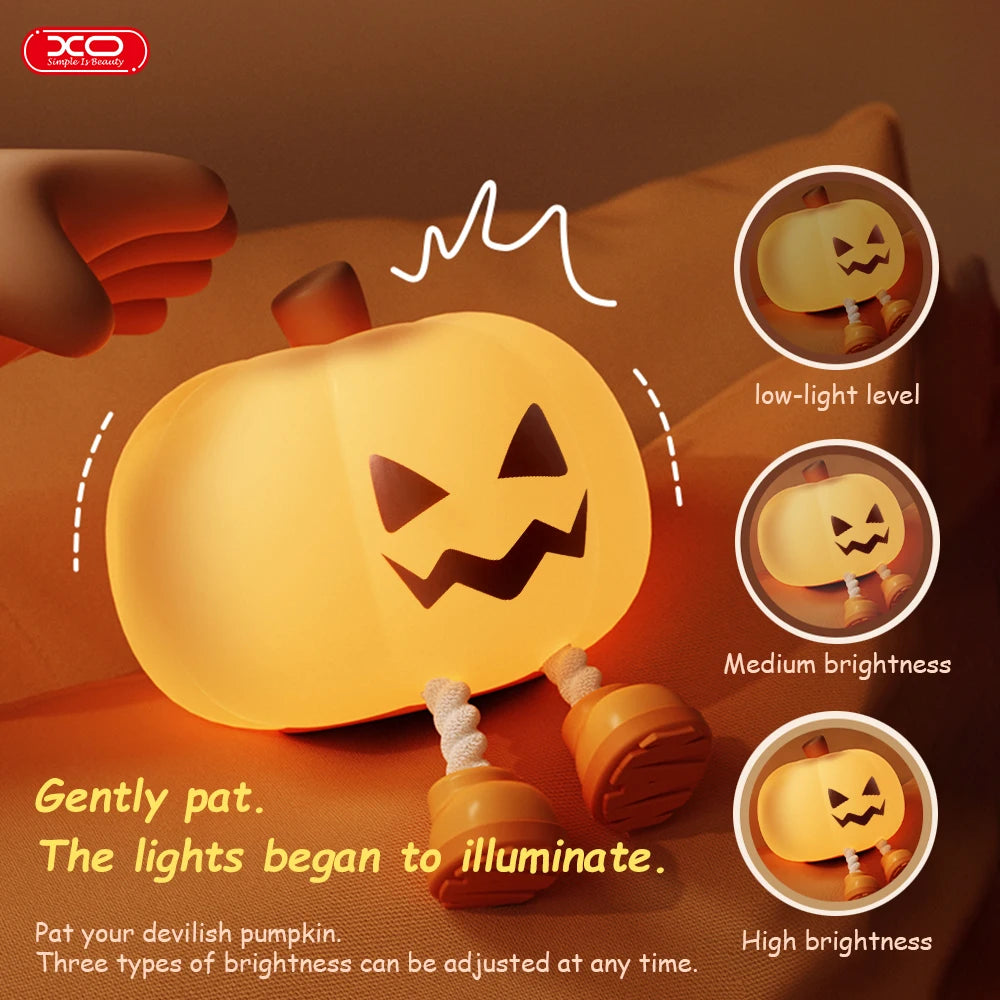 Pumpkin Night Light Cute Soft Silicone Safe Lamp
