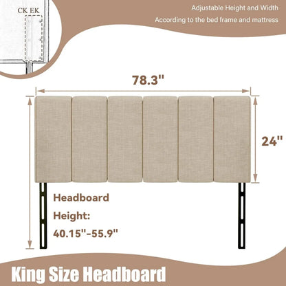 Upholstered King Headboard Linen Head Board for King/Cal King Size