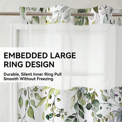 Plants Pattern No Hook Waterproof Shower Curtain
