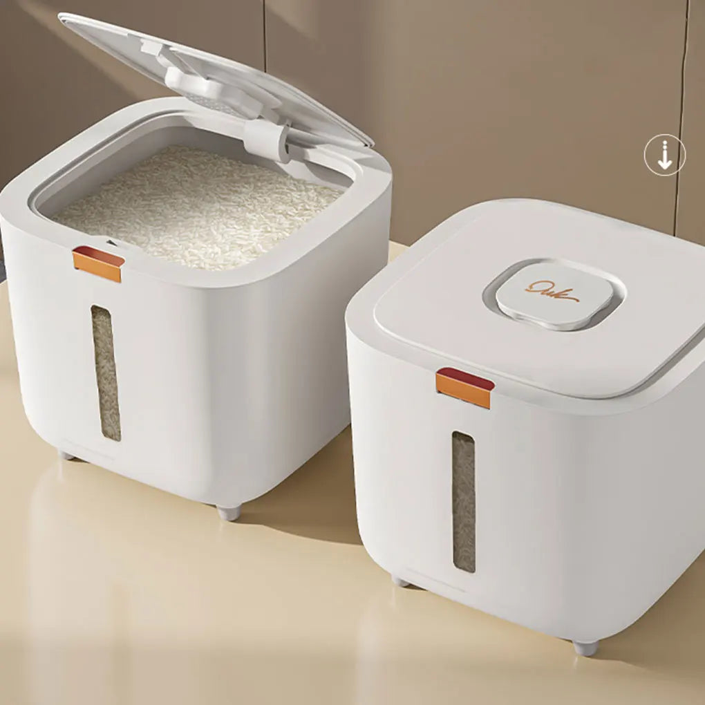 White Efficient Rice Bucket With Triple Sealing For Moisture-proof Storage