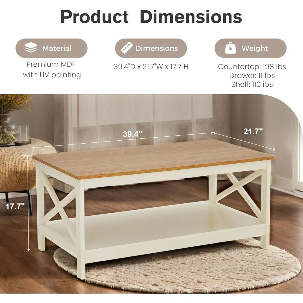 Farmhouse Coffee Table for Living Room