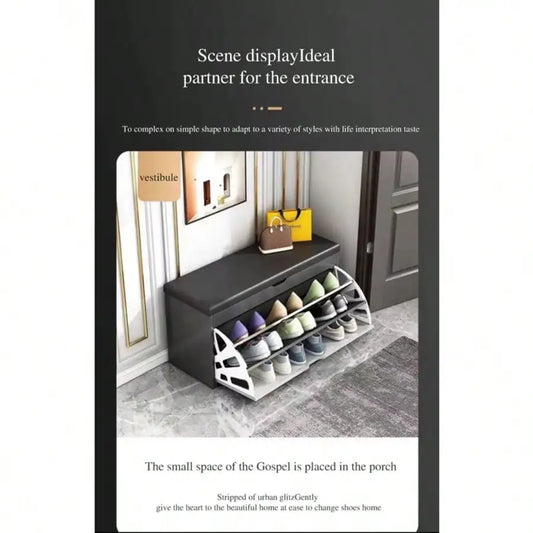 23.62in Entryway Shoe Rack With Cushioned Seat