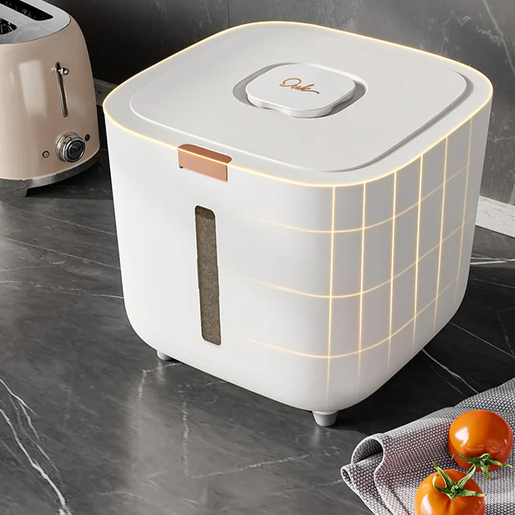 White Efficient Rice Bucket With Triple Sealing For Moisture-proof Storage