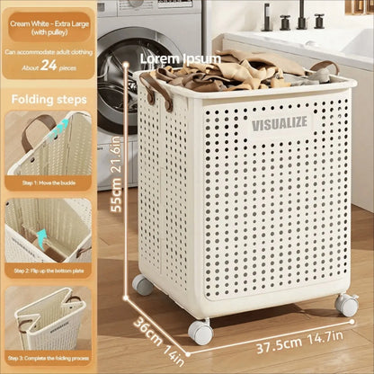 Collapsible Laundry Basket with Wheels