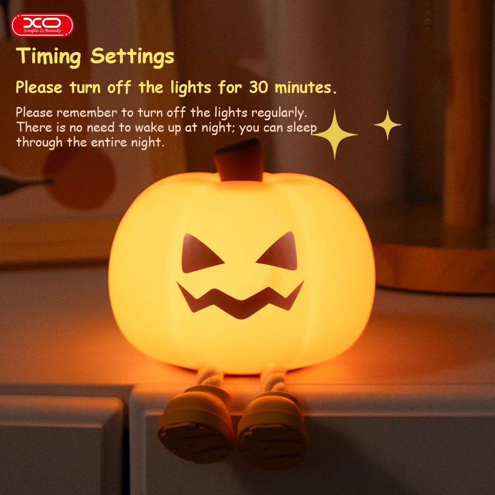 Pumpkin Night Light Cute Soft Silicone Safe Lamp