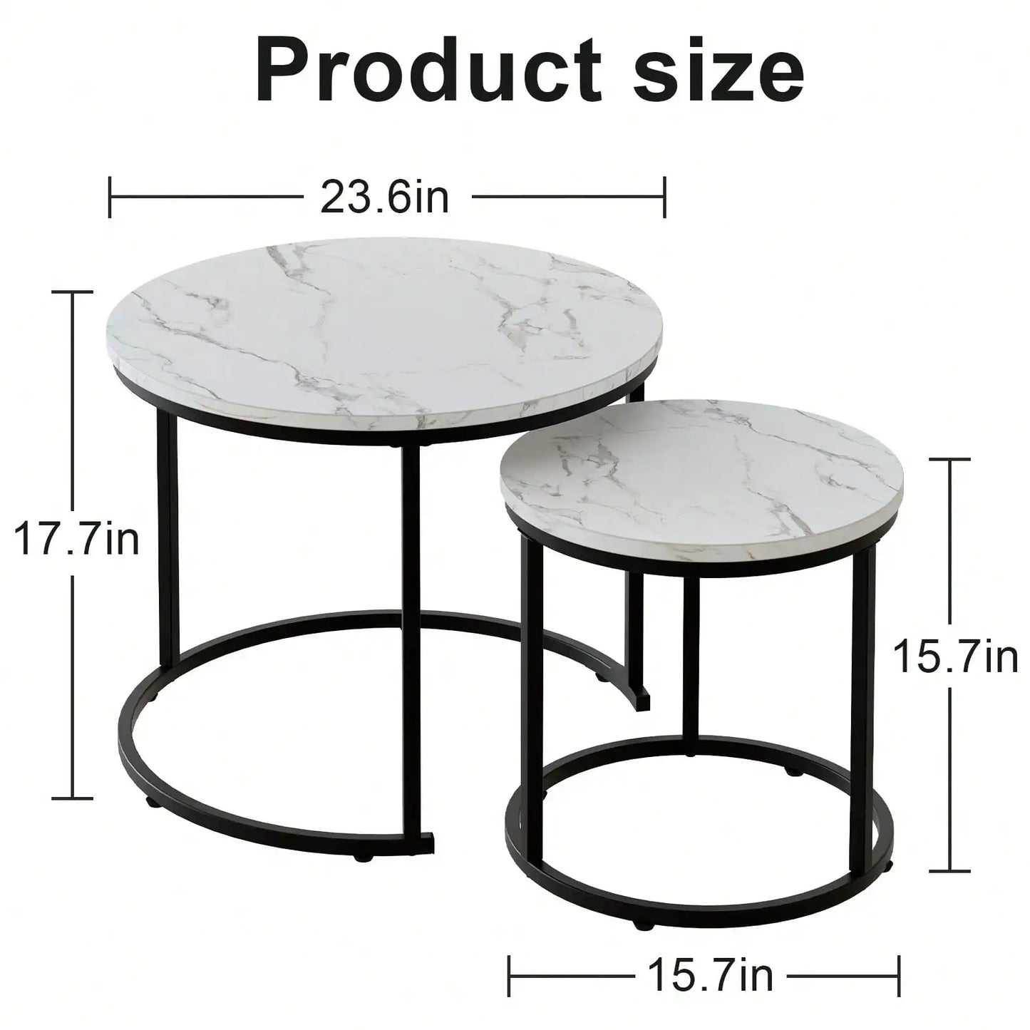 Round Nesting Coffee Table Side Table Set of 2