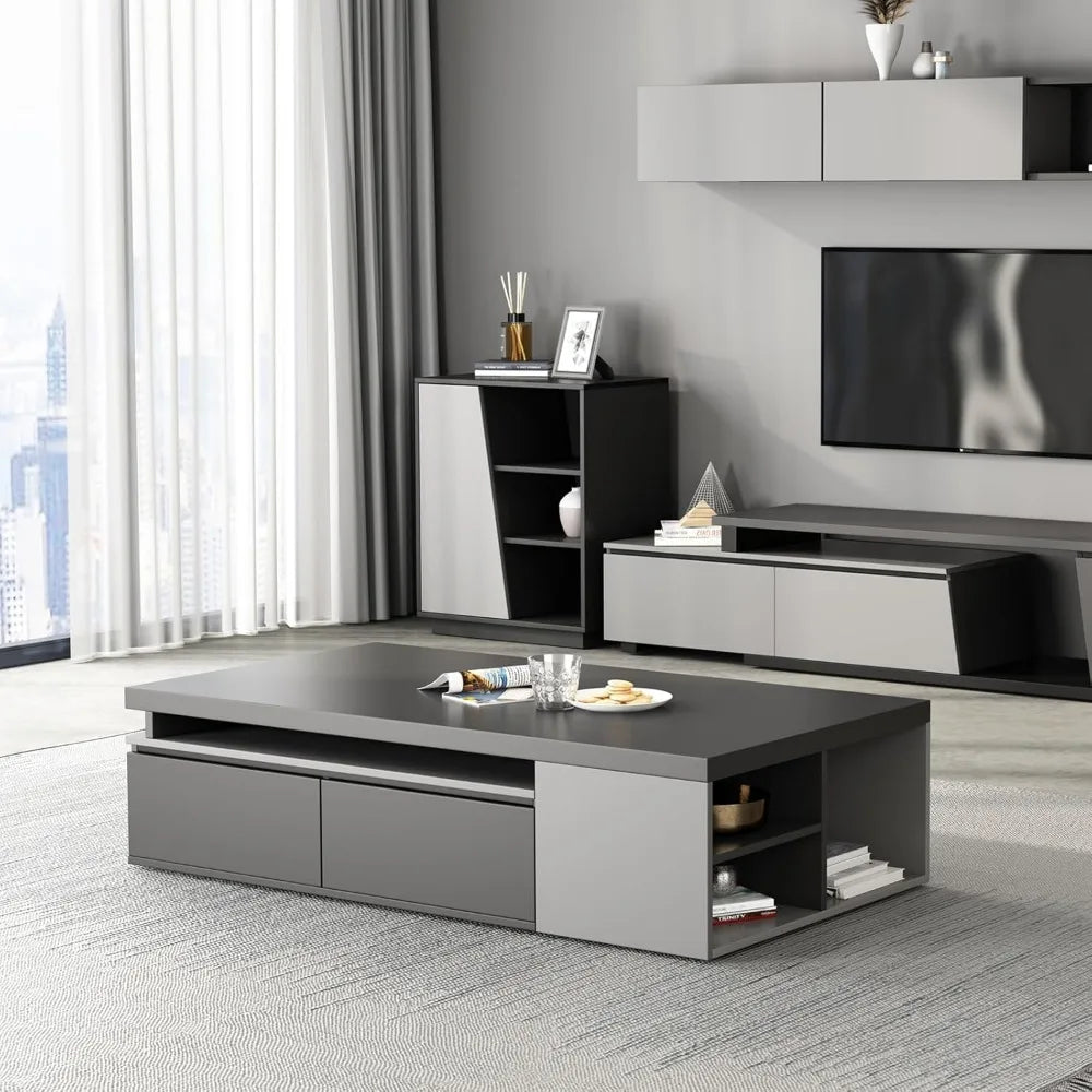 Extendable Modern Coffee Table with Large Storage Drawers