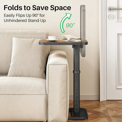 Adjustable Height & Flip-Top & Rounded Metal Corners Table