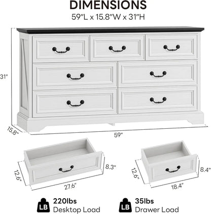 Farmhouse 7 Drawer for Bedroom