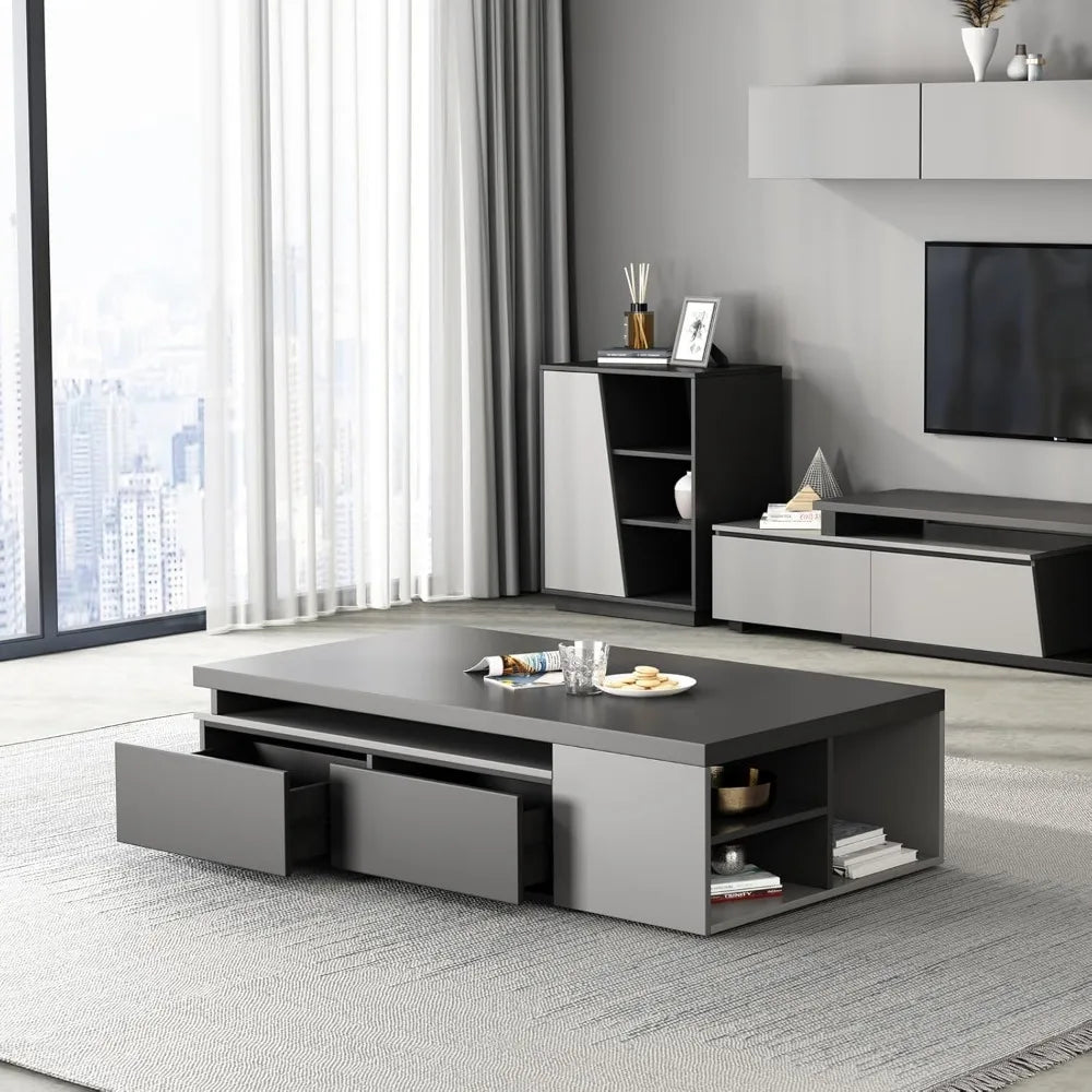 Extendable Modern Coffee Table with Large Storage Drawers