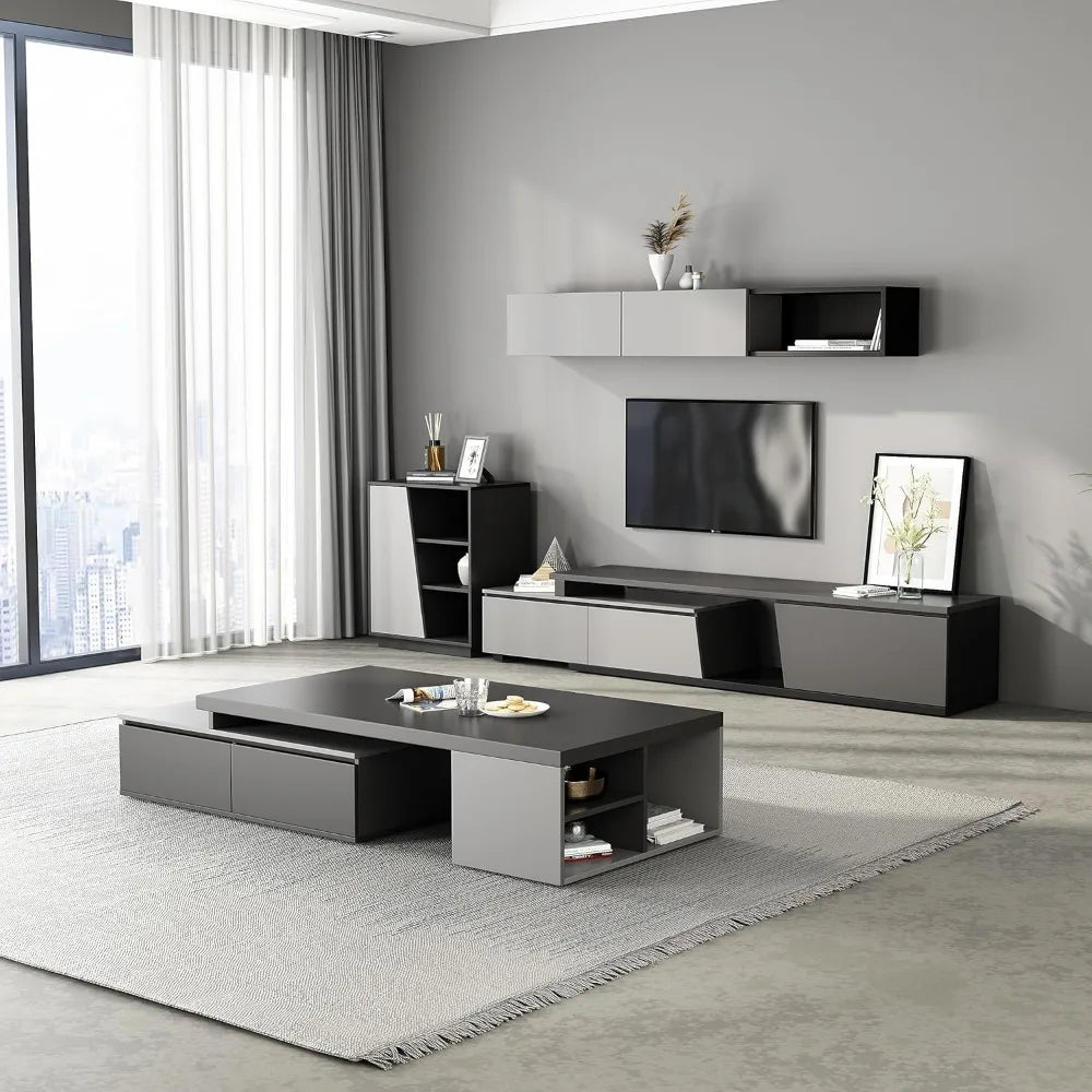 Extendable Modern Coffee Table with Large Storage Drawers