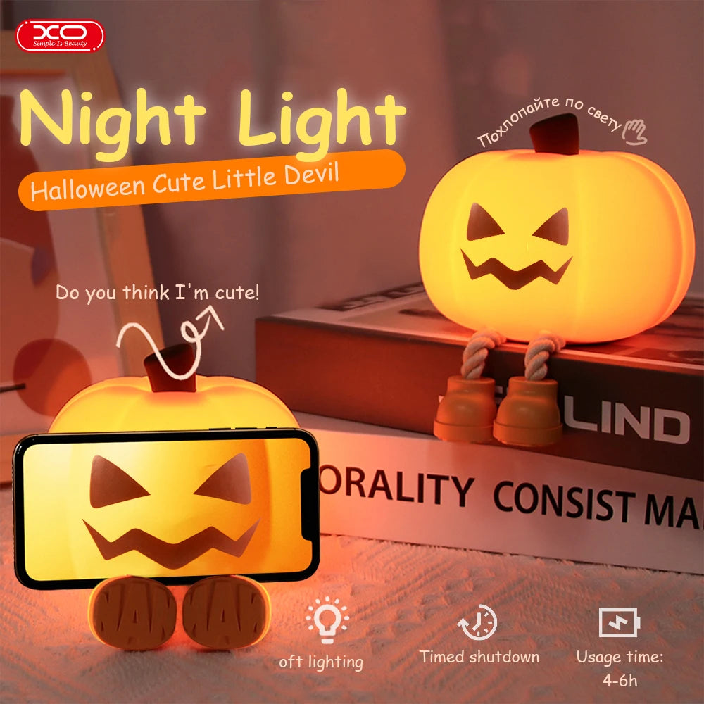 Pumpkin Night Light Cute Soft Silicone Safe Lamp