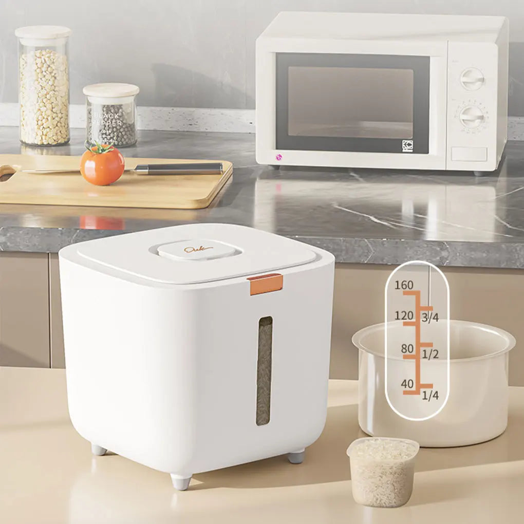 White Efficient Rice Bucket With Triple Sealing For Moisture-proof Storage