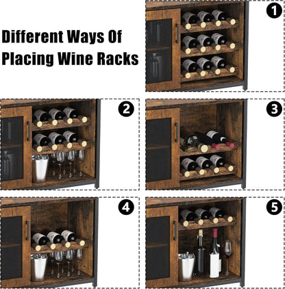 Wine Bar Cabinet with Detachable Wine Rack