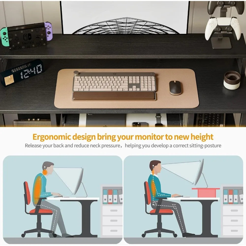 47-Inch Office Desk with Integrated Keyboard Tray