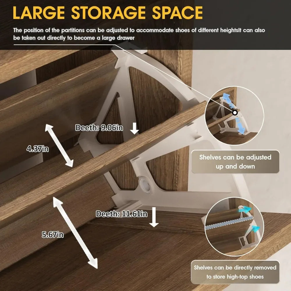 Shoe Storage Cabinet with 2 Rattan Flip Drawers